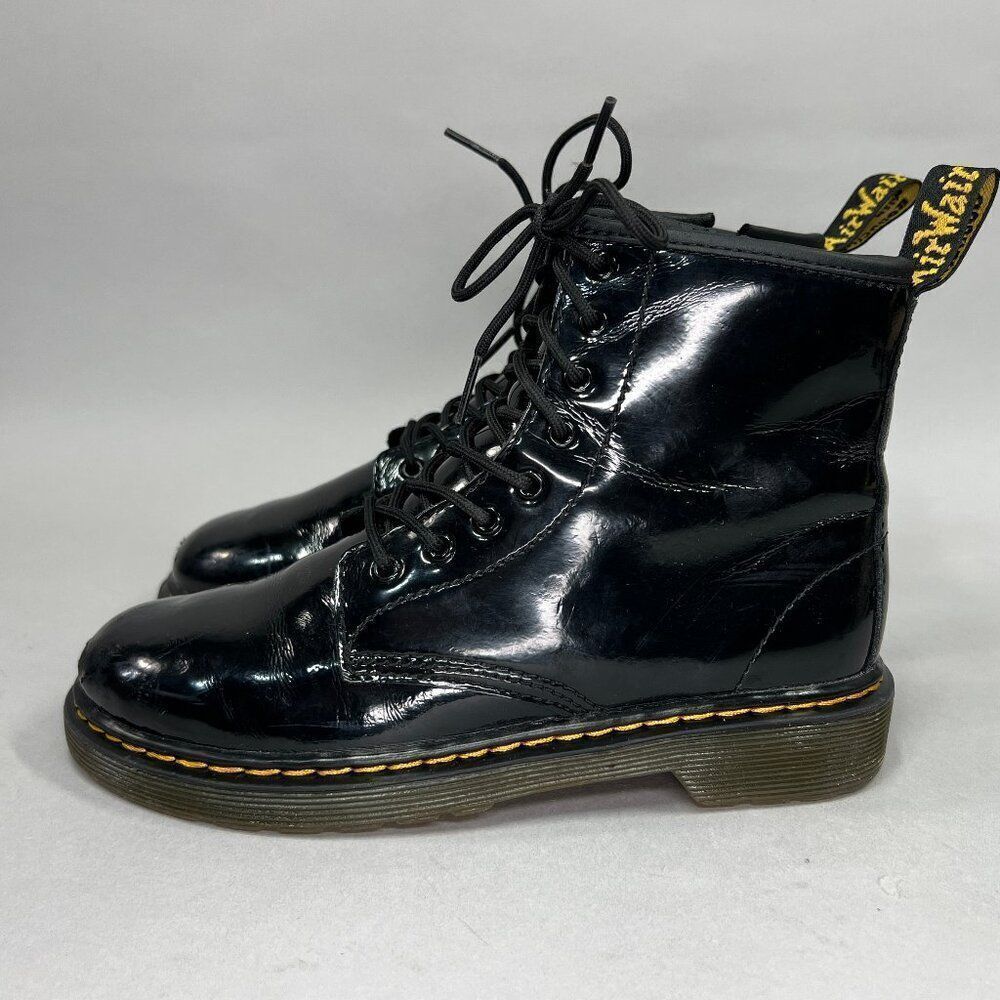 Dr. Martens Youth 1460 Black Patent Leather Lace Up Boots - Picture 5 of 11